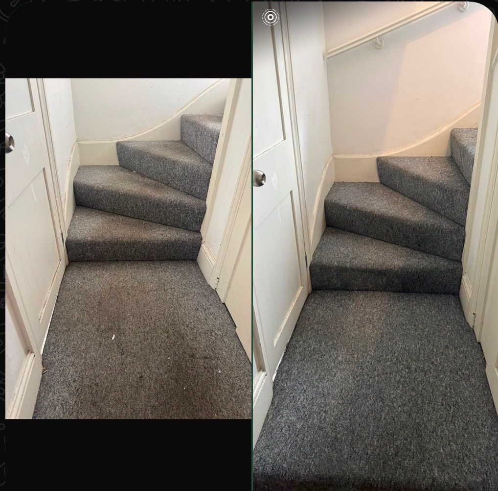 Hallway & stairs — deep clean, debris and soiling cleared